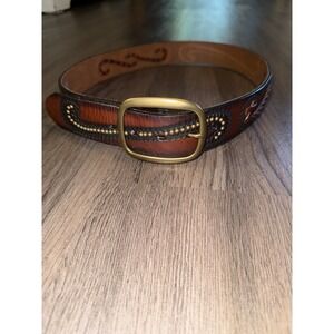Justin Brown Bomber Western Work Belt C11808 Men's Size 36 Leather Bent Rail